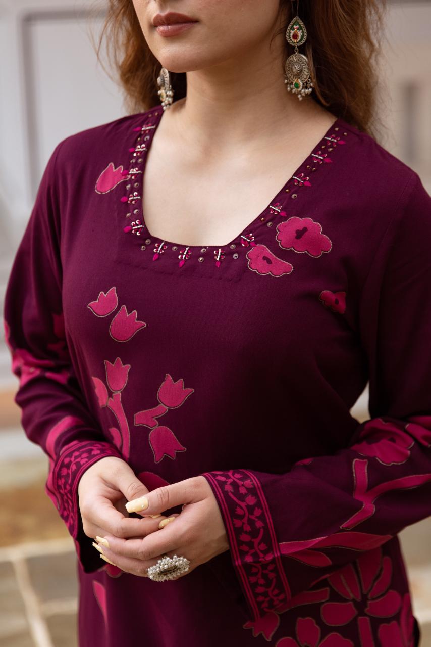 Rosy Wine Co-ord Set (MK193)