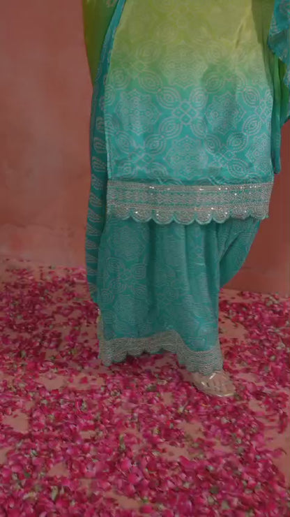 Lime Glow Sharara Set (AB196)