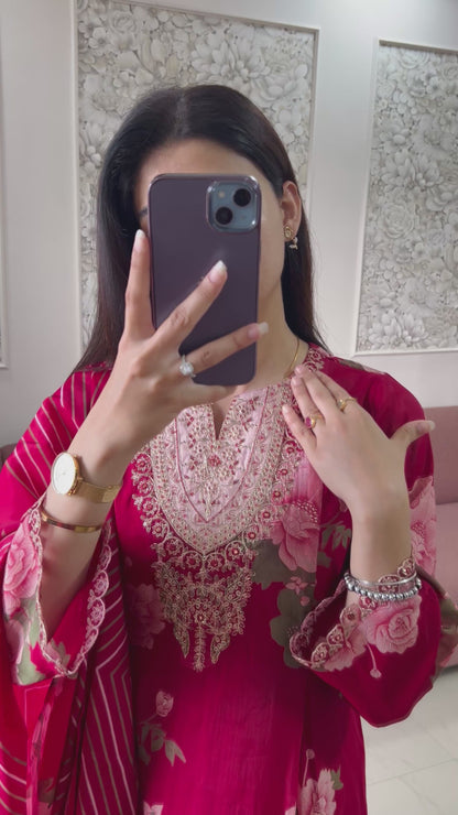 Jasleen Mul Chanderi Kurta Set (MK407).