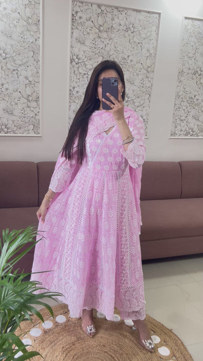 NavRoop Anarkali Suit (Pink Color) (GB387).