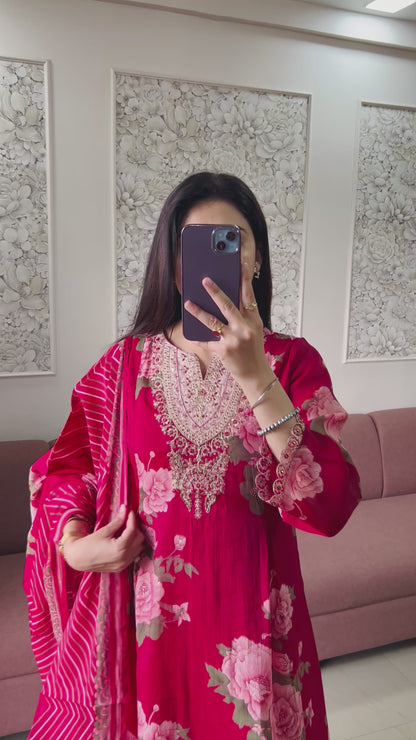 Jasleen Mul Chanderi Kurta Set (MK407).