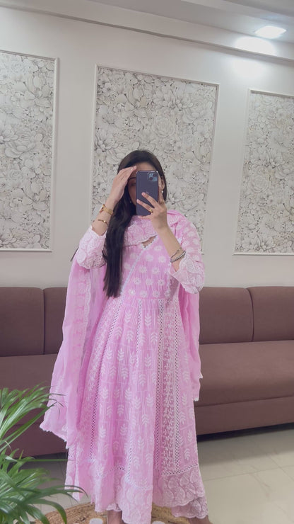 NavRoop Anarkali Suit (Pink Color) (GB387).