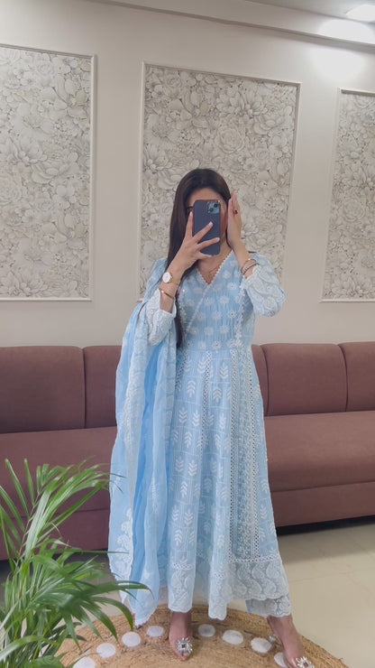 NavRoop Anarkali Suit (Blue Color) (GB387).